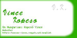vince kopcso business card
